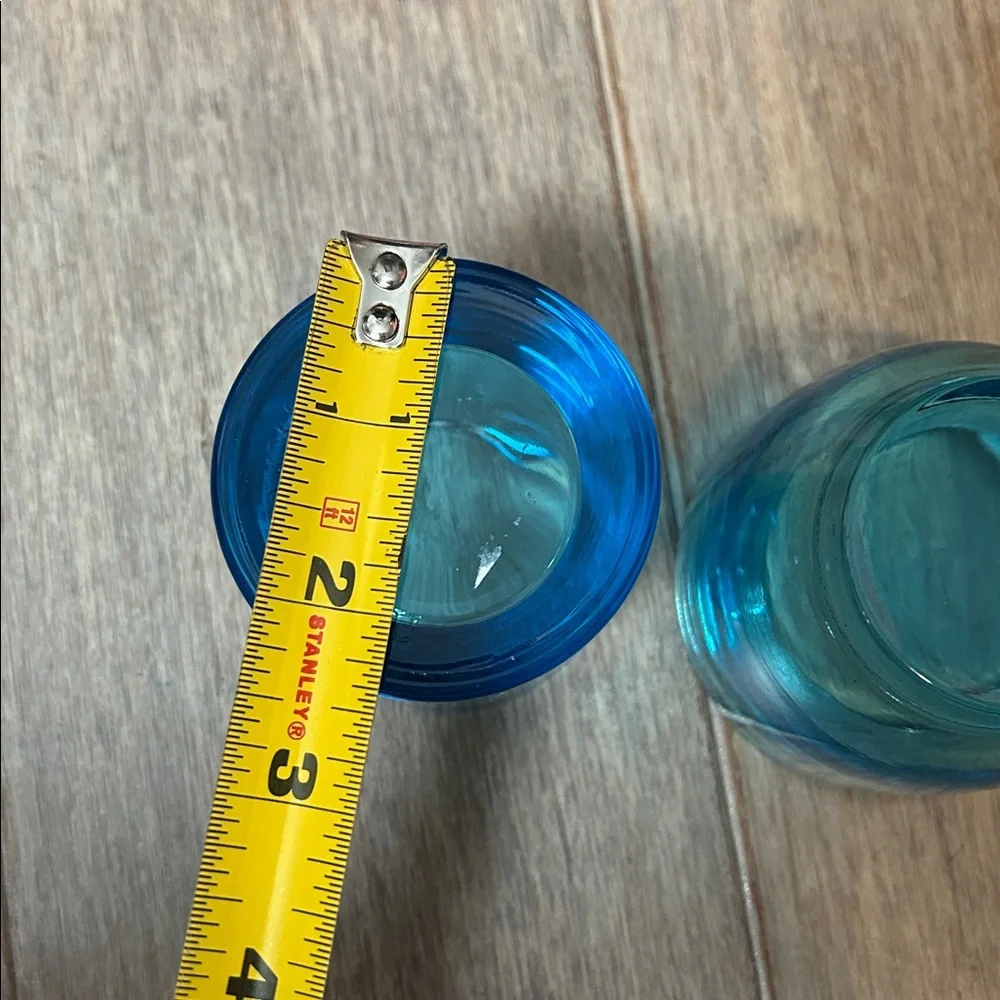 Iittala Kivi tealight glass candle holder, in a blue or turquoise color set of 2